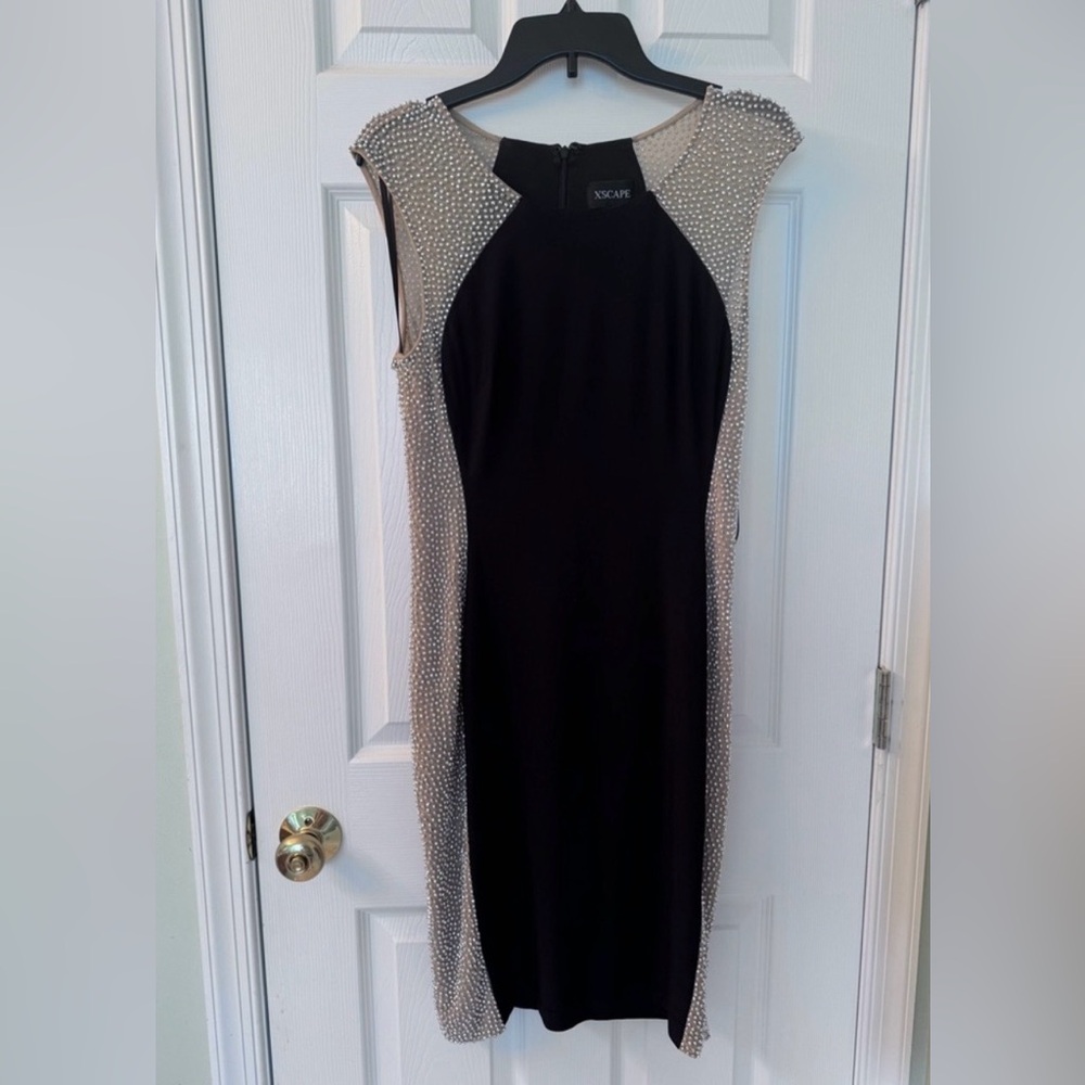Xscape Black Dress with Silver Detailing
